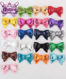 Nishine 18quot Embroideried Sequin Bows Applique Headband Clip Bows For Kids Girls DIY Hair AccessoriesColor21 Colors7106604