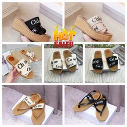 2024 New Luxury Designer Sandals Women's Woody Clogs Mule Flat Sandals Slide Letter loafers Slippers white Slippers Summer Beach Platform Canvas Shoes