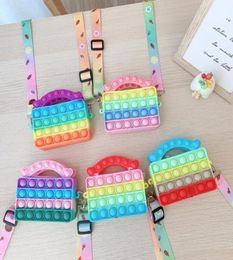 UPS Toys Push Bubbles Toy Rainbow Coin Purse Wallet Ladies Bag Silica Simple Bags For Girls3551832