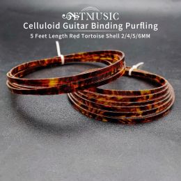 Cables 10pcs Colorful Celluloid 2/4/5/6mm Width Guitar Binding Purfling 5 Feet Length Red Tortoise Shell