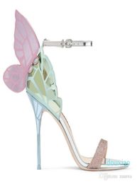 2018 new Sophia Webster Butterfly Wings Women High Heels Bowtie Summer Shoes Sandals Woman Open Toe Ankle Strap bowknot Party Shoe1874660