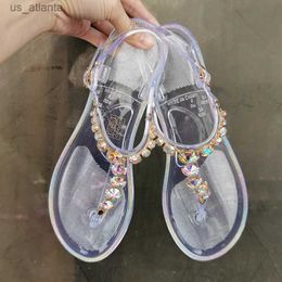 Sandals 2024 New PVC Beach Women Summer Sandal Woman Jelly Shoes Diamond Transparent Flat Outdoor Ladies Large Size 42 H240416 84D4