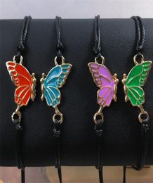 Link Bracelets 2PcsSet Colorful Butterfly Friendship Couple Matching Bracelet For Women Men Handmade Woven Rope Valentine39s 3678490