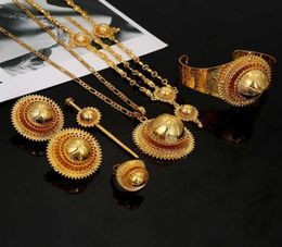 Ethiopian Gold Color Hair Piece Hair Pin Women Fashion Eritrea Habesha African Jewelry Set H102210222138177450