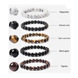 8mm Round Beaded Bracelet Set for Men and Women with Crystal Beads Agate Elastic