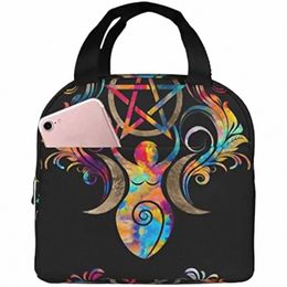 tote Bag Lunch Bag Triple Mo Godd with Pentagram Art Lunch Box Insulated Bag Tote Reusable Waterproof g2cw#