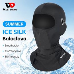 WEST BIKING Summer Cool Balaclava Hat Breathable Cycling Cap Outdoor Sport Full Face Cover Scarf Motorcycle Bike Helmet Liner 240416