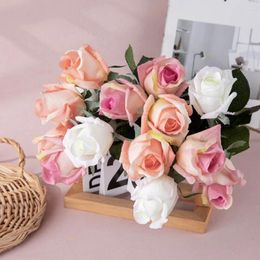 Decorative Flowers 10Pc Artificial Rose Bud Moisturizing Real Touch Flower Wedding Bride Bouquet Party Home Decoration Fake Arrangement