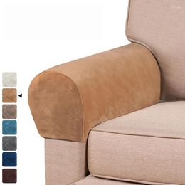 Chair Covers 2pcs/lot Velvet Sofa Armrest Cover Solid Slipcover Recliner Couch Arm Cap Protector Non-slip Armchair