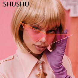 Sunglasses Oversized Cat Eye Women Fashion One Piece Lens Sun Glasses Female Trend Triangle Hip Hop Party