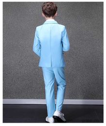 Suits Children Sky Blue Photograph Suit Flower Boys Wedding Dress Kids Tuxedo Evening Party Wear Teenager Graduation Birthday Costume