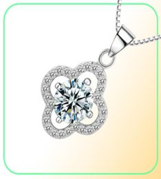 YHAMNI Fine Jewellery Solid Silver Necklace Clover Shape Set 1 ct SONA CZ Diamond Pendant Necklace For Women Wedding Jewellery 4Y1460488