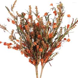 Decorative Flowers 2Pcs Natural Dried Bouquet Fake Bouquets Artificial Pampas Plastic Paper Floral Arrangements Home Autumn Decor