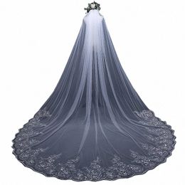 hot Sale 3*3 Metre Cathedral Wedding Veils White Ivory Black One Layer Lace Appliqued Bride Veils Velo De Novia n68z#