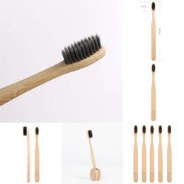 New New Design Mixed Color Bamboo Eco Friendly Wooden Tooth Brush Soft Bristle Tip Charcoal Adults Oral Care Toothbrush