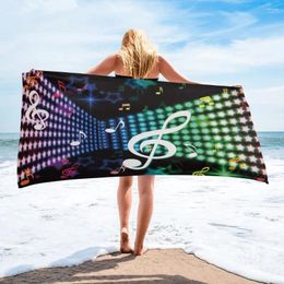 Towel Colorful Music Symbols Stars Spring Household Bath Microfiber Quick Dry Face Surf Print Beach