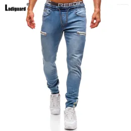 Men's Jeans Ladiguard 2024 Pencil Demin Pants Europe Fashion Zipper Cuff Trousers Plus Size Mens Elastic Waist Sweatpants