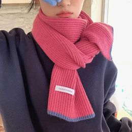 Scarves Winter Knitted Scarf For Women Solid Colors Lady Outdoor Warm Shawl Woolen Neckerchief Female Soft Cashmere Muffler