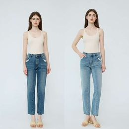 Autumn 2024 New Slim Loose Jeans Small Boyfriend Pants Womens Twisted Seam Jeans Womens