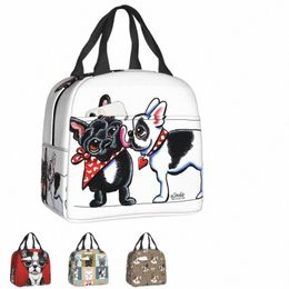 french Kiss Insulated Lunch Tote Bag for Women Bulldog Dog Lover Portable Cooler Thermal Bento Box Kids School Children m3SH#
