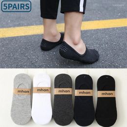 Men's Socks Men Short No Show Low Cut Ankle Cotton Thin Black White Multipack Non-slip Silicone Summer Breathable Invisible 5pair /Lot