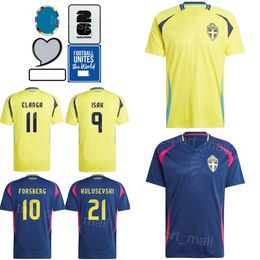 24-25 Soccer Sweden 17 Viktor Gyokeres Jersey Euro Cup 4 Gustaf Nilsson 21 Dejan Kulusevski 3 Victor Lindelof Sebastian Nanasi National Team Football Shirt Kits Men