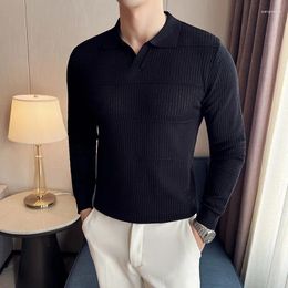 Men's Sweaters For Men High Quality Korean Luxury Clothing Fashion Turn Down Collar Slim Fit Casual Knitwear Sweater Pullovers 3XL-M