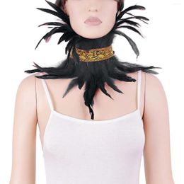 Scarves Feather Choker Black Gothic Clothes Accessories Luxury Shawl Party Cosplay Scarf Women Halloween Decor