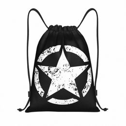 custom Military Tactical Army Star Drawstring Bag for Shop Yoga Backpacks Women Men Sports Gym Sackpack g5RB#