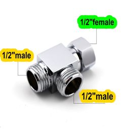 Retail Brass Shower bathroom accessories tee adapter with 3 ways copper angle valve pipe connector water segregator tee joint TTA12385165