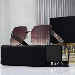 New 2024 frameless sunglasses unisex box popular on the internet trendy style with UV resistant eyes
