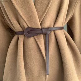 Waist Chain Belts Thin Knot Belts for Women Belt Lady Waistband Soft PU Leather Belt Black Coffee Straps Wild Long Dress Coat Accessories LuxuryL240416