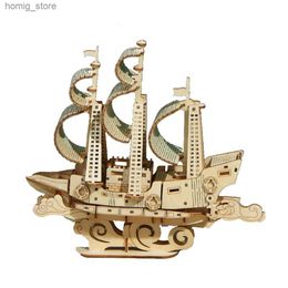 3D Puzzles Assembly Required 3D Wooden Puzzles of Sail-Boat for Kids and Adults Construction Bilding Bricks DIY Cruise Ship Model Craft Toy Y240415