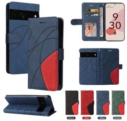 Contrast Colour Retro Leather Credit Card Holder Slots Wallet Cases For Google Pixel 7 Pro 6 5A 5 stand Phone Cover Conque3012252