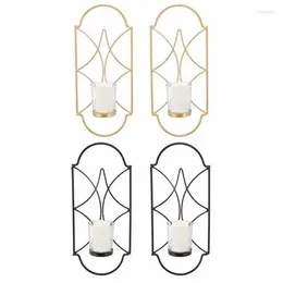 Candle Holders 2Pcs Wall Mounted Holder Iron Glass Sconces Home Living Room Bedroom Decoration