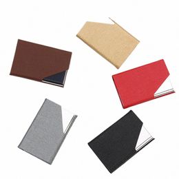 pu Leather Wallet Busin ID Credit Card Holder For Women Men Metal Stainl Steel Card Holder Busin Card Storage Case H4XI#