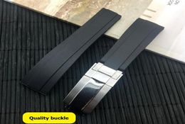 20mm Black nature silicone Rubber Watchband Watch Strap band For Role GMT OYSTERFLEX Bracelet309d1193754