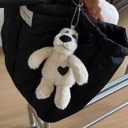 Plush Keychains New Cute Plush Black Love Puppy Keychain Toy Stuffed Animal Puppy Doll Toys Backpack Bag Pendant Girl Gifts Y240415
