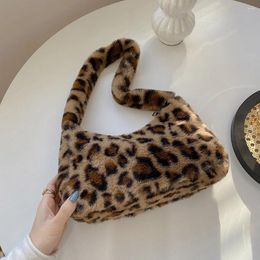 Bag Vintage Female Plush Top-handle Purse Animal Pattern Travel Underarm Handbag Simple Daily