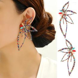 Dangle Earrings Fashion Exaggerated Wing Full Shiny Rhinestone Big Drop For Women Luxury Design Charm Holiday Party Jewellery Gift