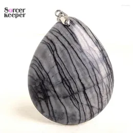 Pendant Necklaces SorcerKeeper Fashion Crystal Quartz Necklace Natural Zebra Agate Stone For Men Vintage Colares Femininos ZS113