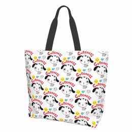 cuten Dogs White Puppy Carto Lovely Cute Dalmatian Canvas Tote Bag for Women Weekend Kitchen Reusable Grocery Bags q2gZ#