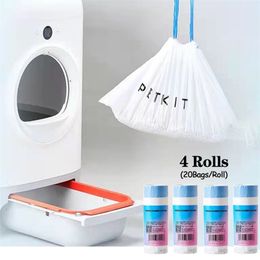 4 Rolls Petkit Smart Cat Toilet Garbage Bag Degradable Pet Poop Trash Bags for Cat Litter Box Bedpan Pet Accessories Supplies 240416
