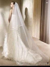 2T 3 Meters Ivory White Wedding Veil Short Bridal Veils SATIN Edge Bridal Head Pieces Cathedral Bridal8040369