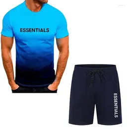 Men's Tracksuits 2024 Fashion Sportswear Short Sleeved Gradient T-shirt And Sports Shorts Summer Casual Jogging Suit Two-piece Set