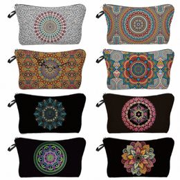 classic Geometry Floral Women Cosmetic Bags Casual Travel Portable Storage Handbags Makeup Bag Toiletry Bags Organizer Pouches y090#