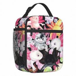 the Axolotls Thermal Insulated Lunch Bag Women Salamander Animal Resuable Lunch Tote for Kids School Children Storage Food Box s1qL#