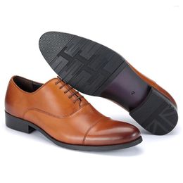 Dress Shoes 2024 Trendy High Quality Full-Grain Leather Men Formal Oxford Breathable Top Layer Cowhide For Business