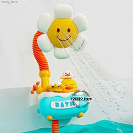 Baby Bath Toys Bath Shower for Toddler 4 in 1 Bathtub Toy with Sunflower Shower 3 Water Spray Sprinkler BathTub Toys for Baby Y240416