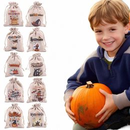 10pcs Candy Wrap Bags Multifunctial Trick Or Treat Bags with Different Designs Candy Pouch for Halen Favours Supplies w6za#